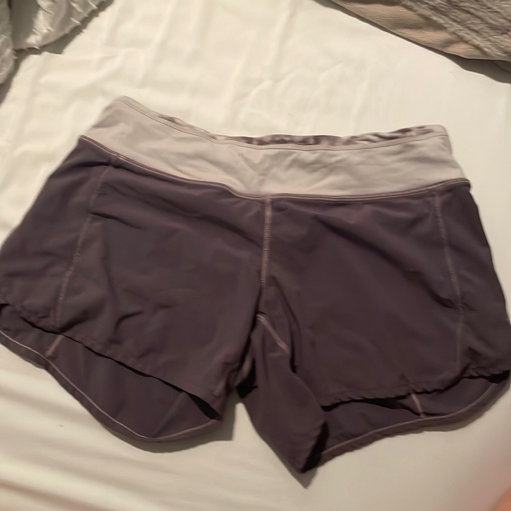 Lululemon speed ups, size 4, 4 inch in dark gray.